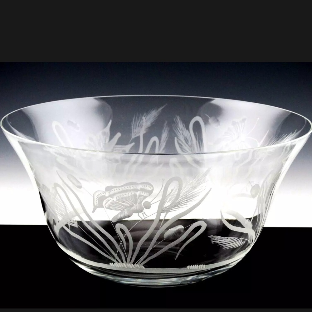 Elegant Etched Tiffany & Co Glass Bowl